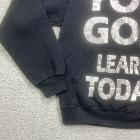 Russell Athletic Hoodie Mens Small Black You Gon Learn Today Streetwear Pullover - Picture 3 of 11